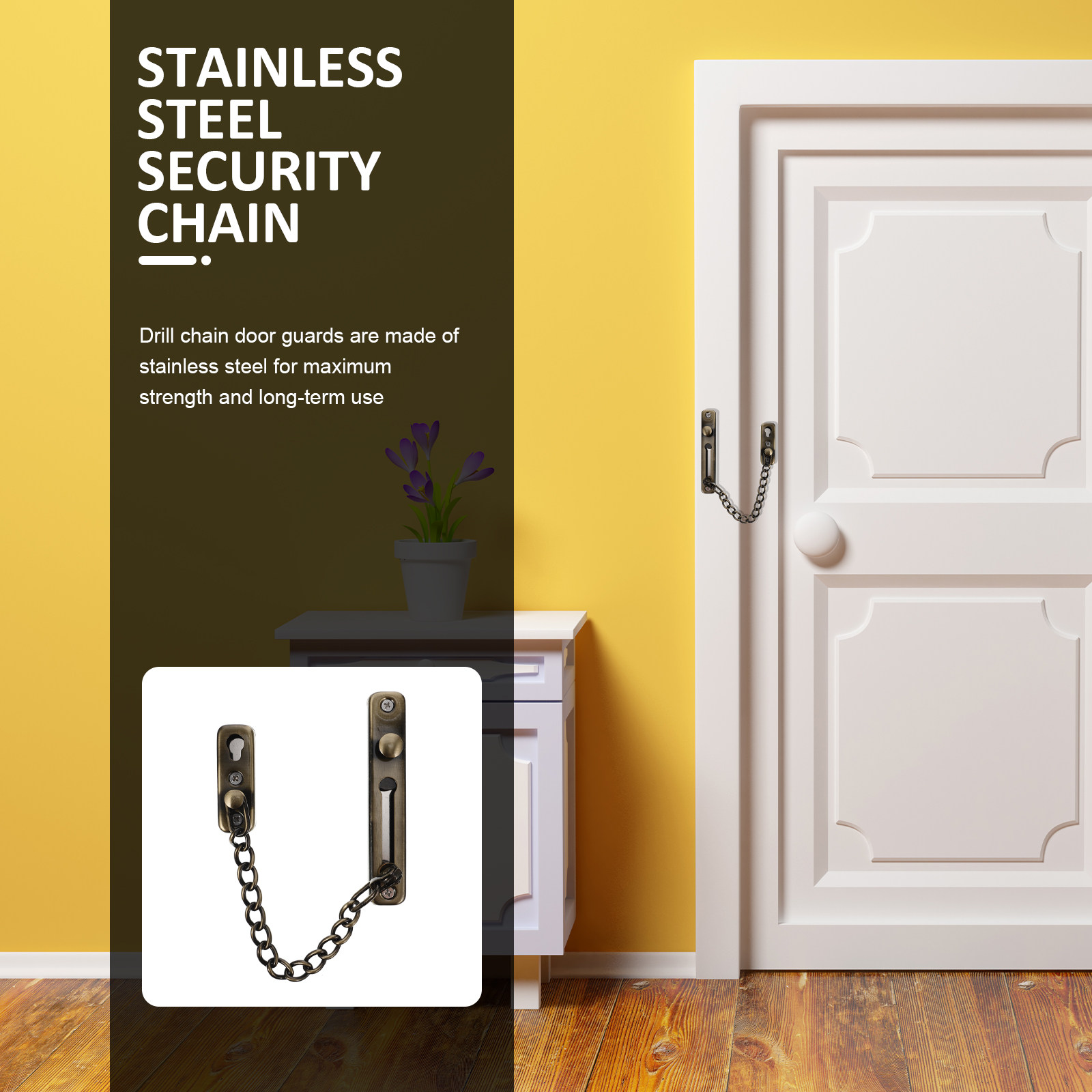 Security Chain Door - Drill-Free Stainless Steel Door Chain Lock