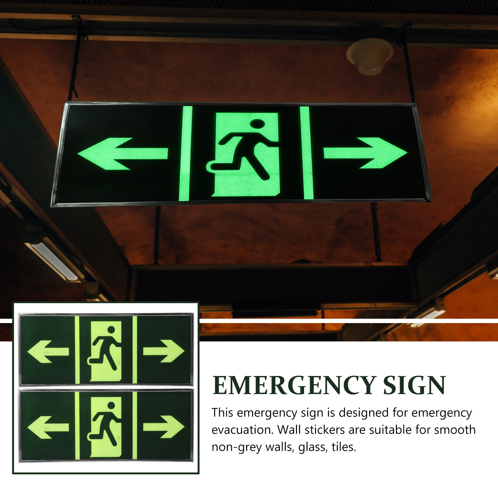 2Pcs Luminous Emergency Exit S - Emergency Exit Sign recension och pris