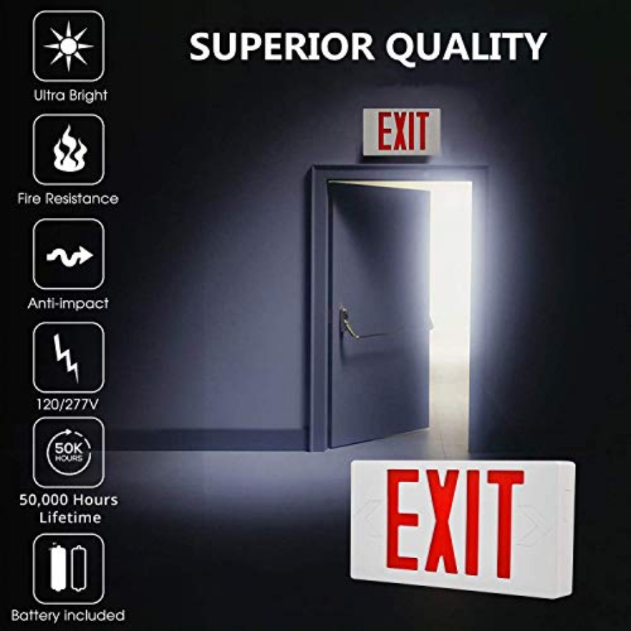 Ultra Slim LED Exit Sign, Red  - Emergency Exit Sign recension och pris