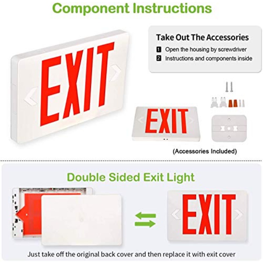Ultra Slim LED Exit Sign, Red  - Emergency Exit Sign recension och pris
