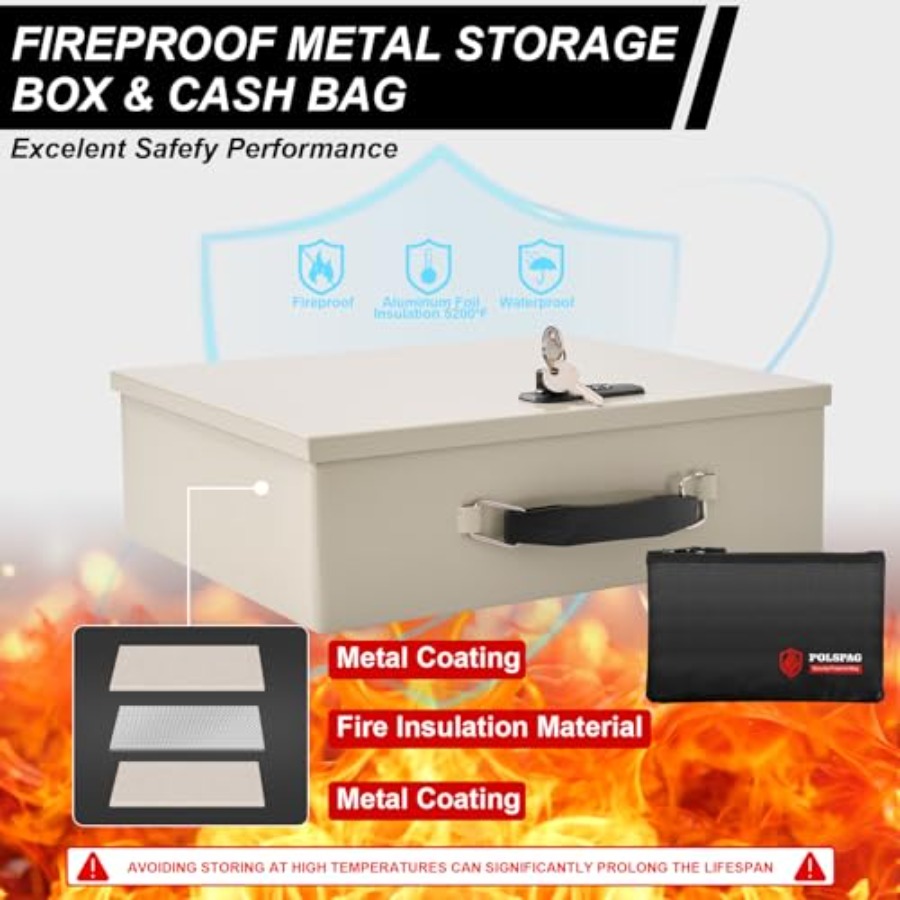 Fireproof Document Box with Ke - Fire Safe Document recension och pris