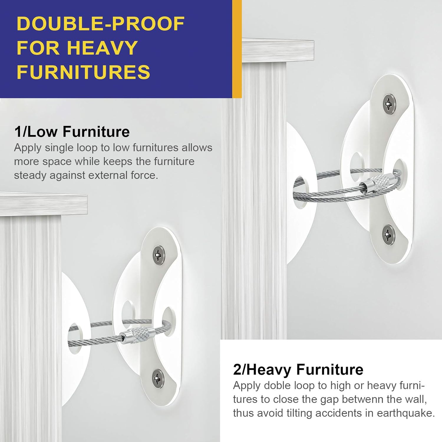 6 Set Furniture Wall Anchors A - Earthquake Anchor Strap recension och pris