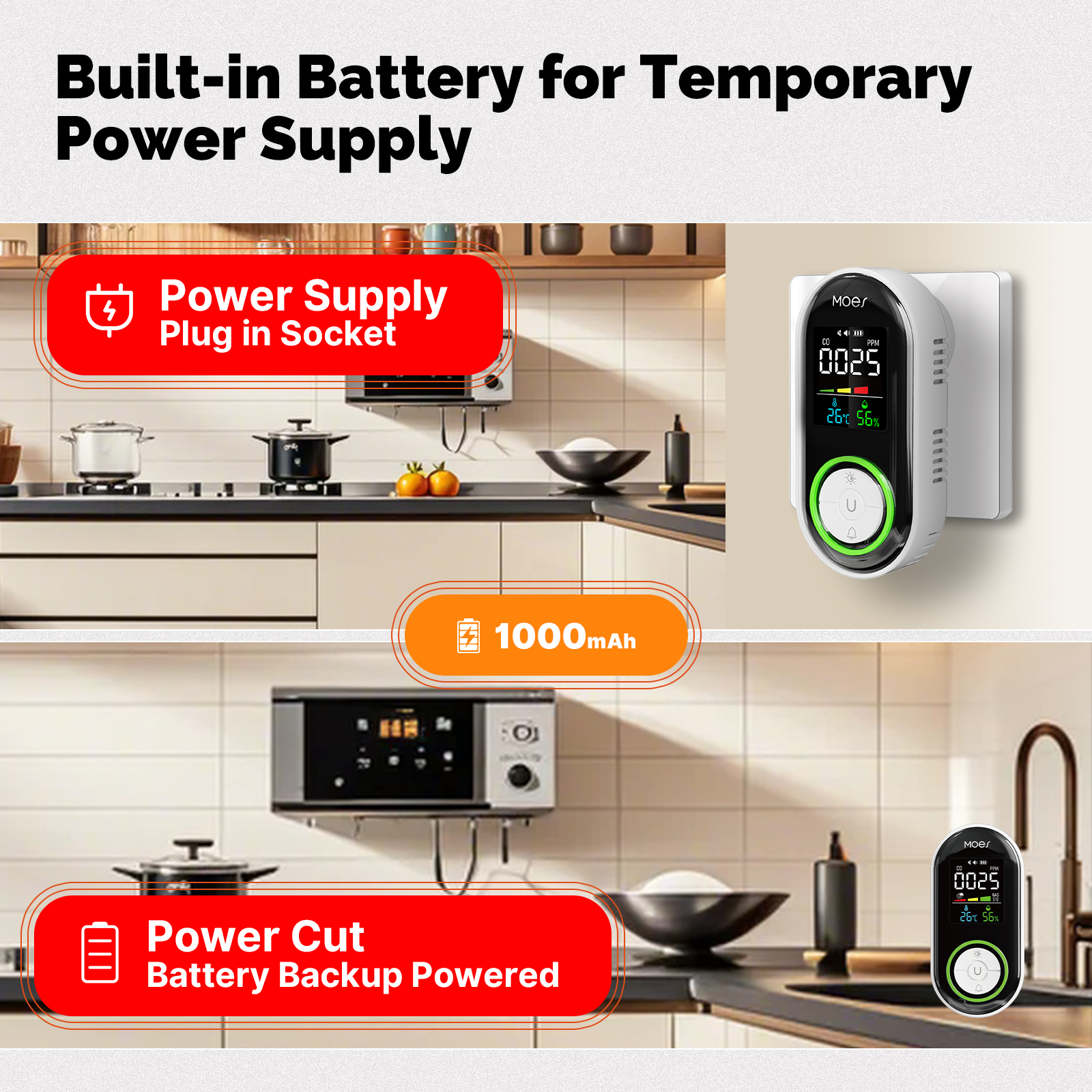 MOES CO Smoke Gas Detector Ala - Co Detector Plug recension och pris