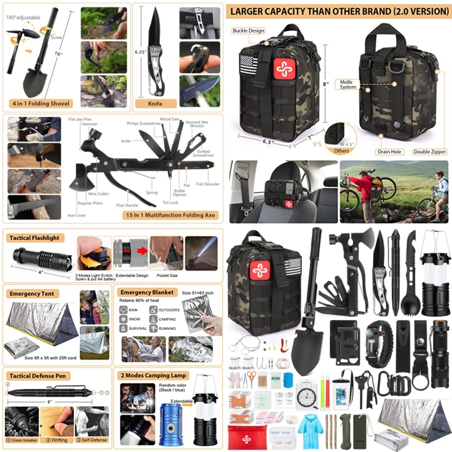 Survival Kit, 250Pcs Survival  - First Aid Bag Kit recension och pris
