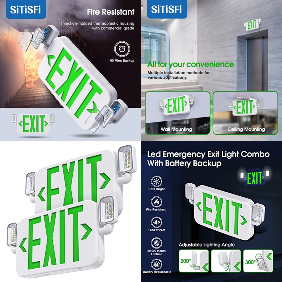 Led Combo Emergency Exit Sign  - Emergency Exit Sign recension och pris