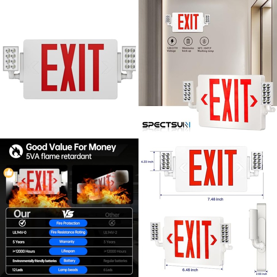 Spectsun 1 Pack Exit Signs wit - Emergency Exit Sign recension och pris