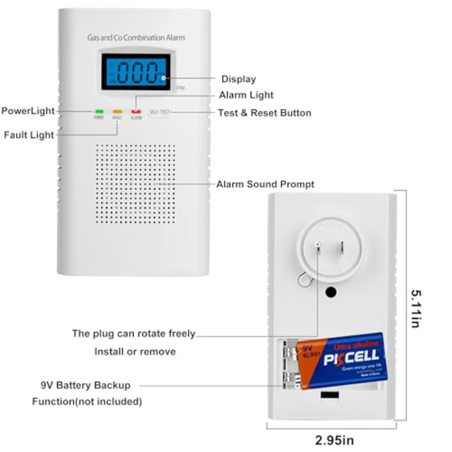 2 Pack Combination Gas and Car - Co Detector Plug recension och pris