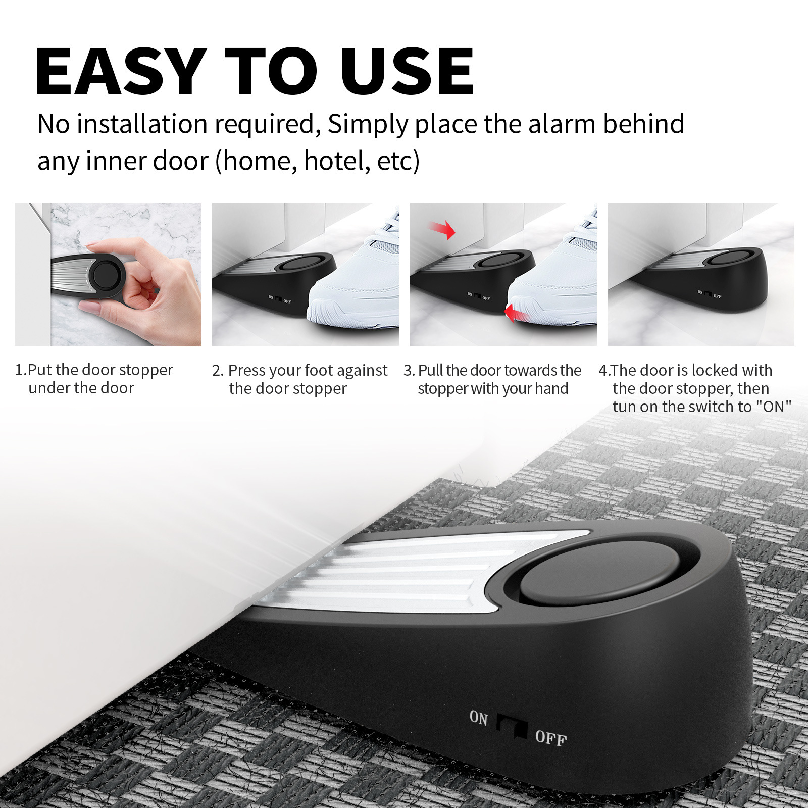 Wireless 130dB Door Stop Alarm - Door Stop Alarm recension och pris
