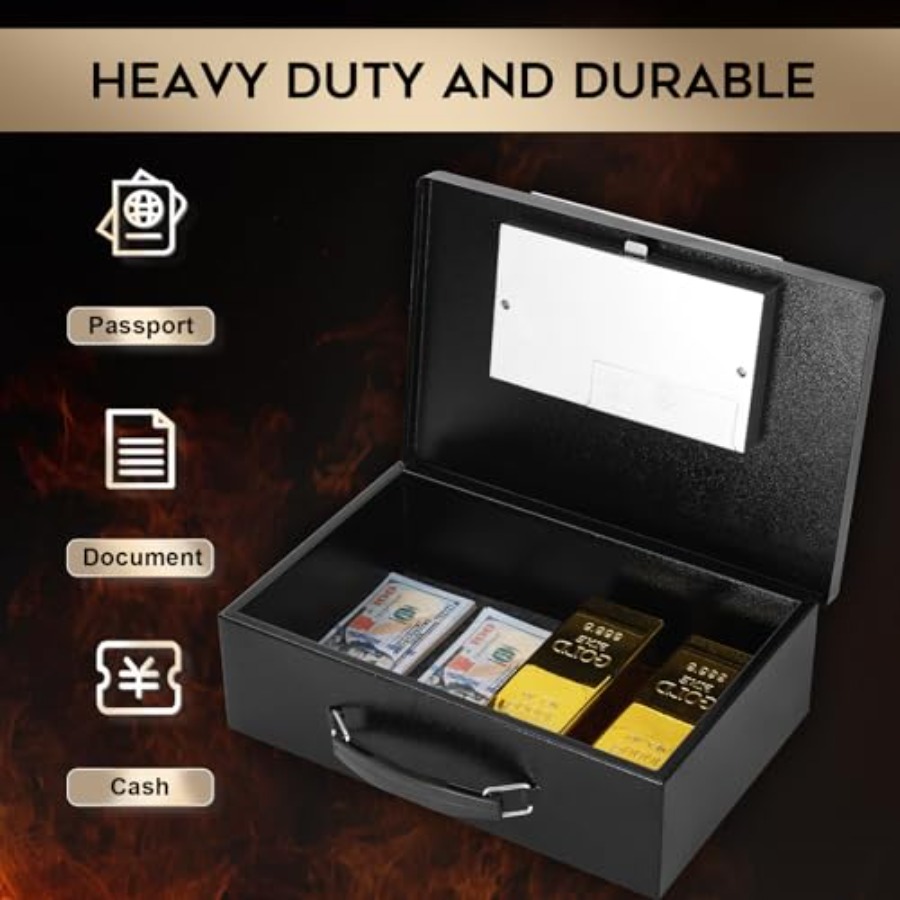 Portable Metal Safe Box with D - Fire Safe Document recension och pris