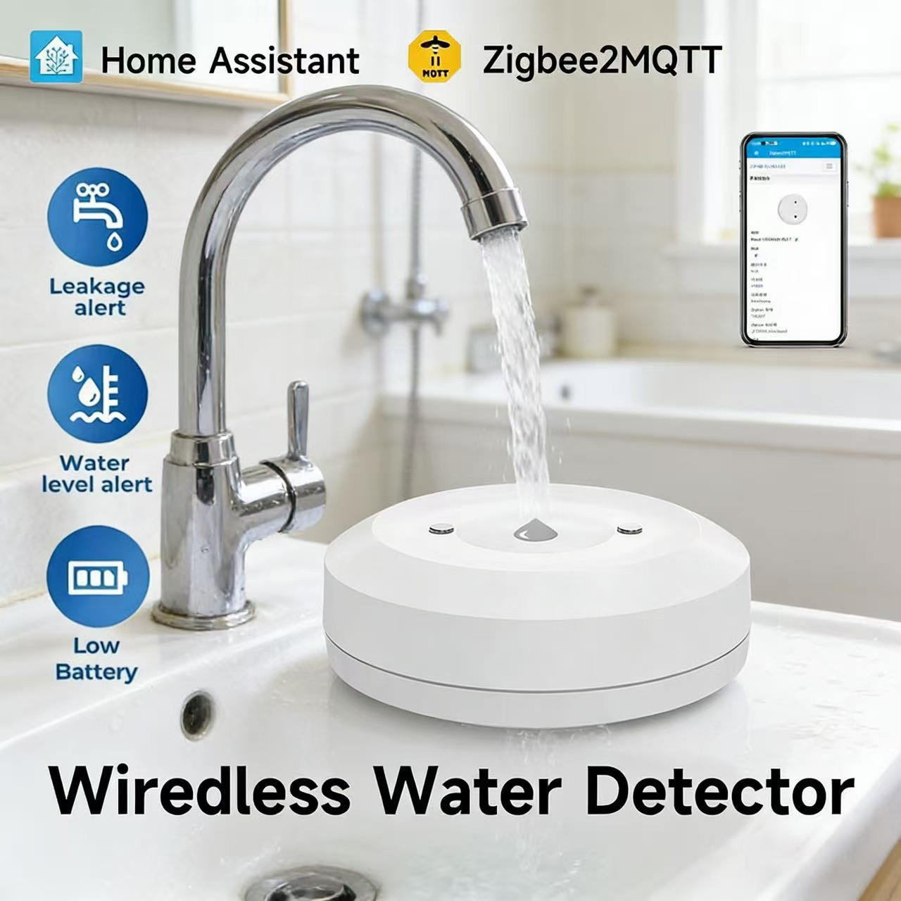 Smart ZigBee3.0 2MQTT Water Le - Water Alarm Sensor recension och pris