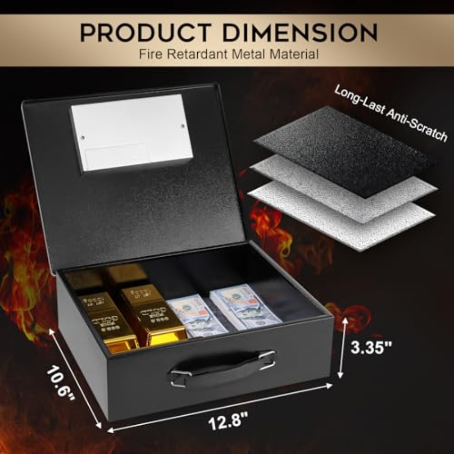 Portable Metal Safe Box with D - Fire Safe Document recension och pris