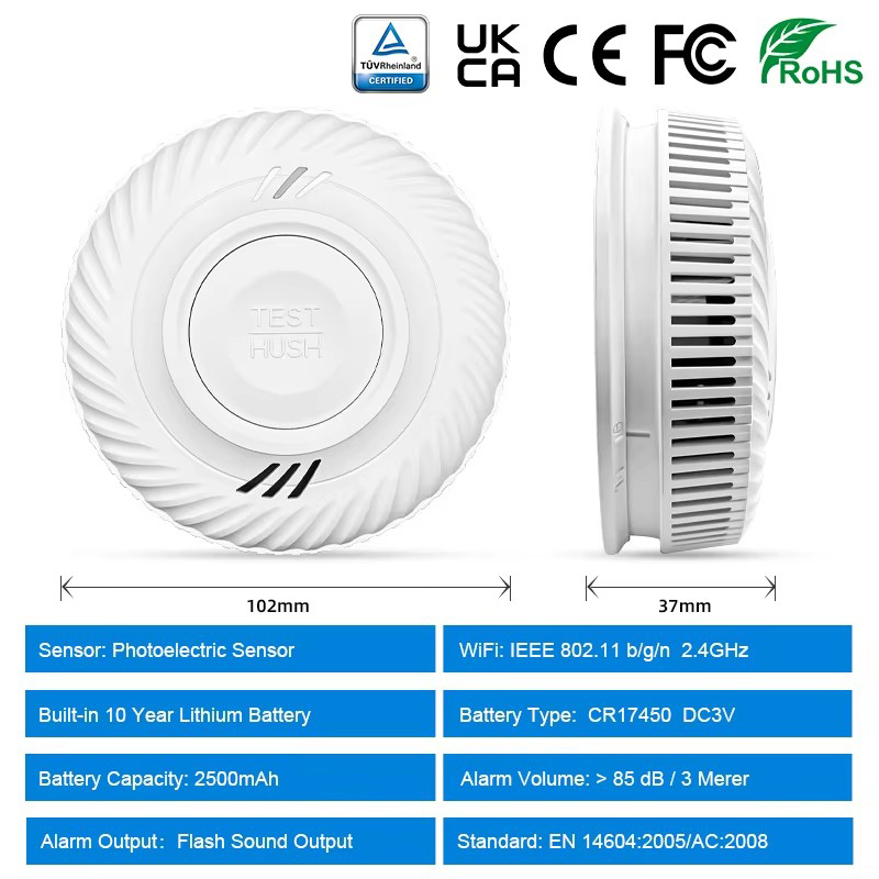 WiFi Tuya Smart Smoke Detector - Smoke Detector Interconnected recension och pris