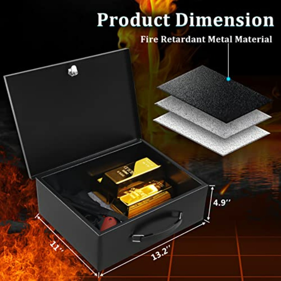 Portable Metal Safe Box with K - Fire Safe Document recension och pris